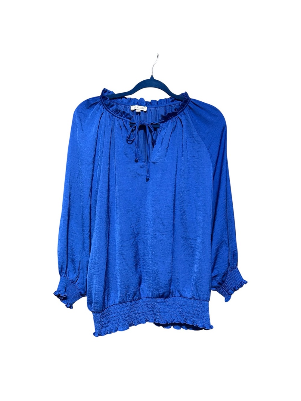Alex & Lili Royal Blue Blouse XL Smocked Peasant Top Boho
